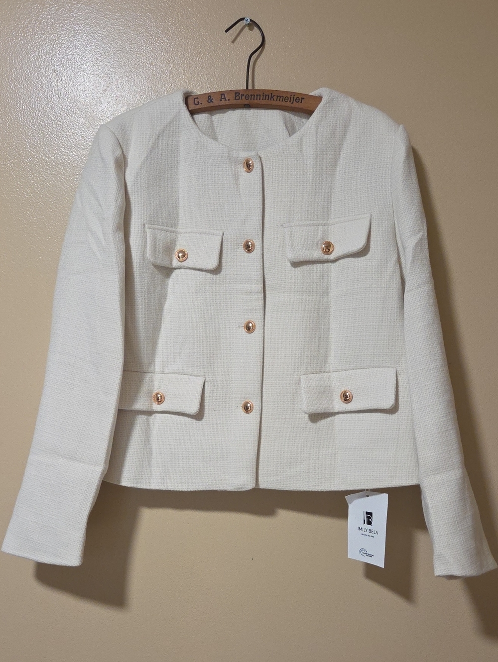 Women's Cream Button-Front Boxy Jacket